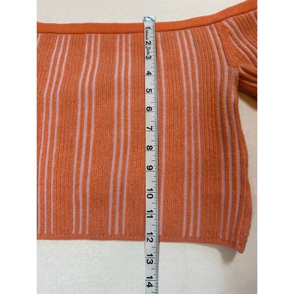 Aerie Size Large Reversible Off the Shoulder Cropped Sweater Ribbed Orange - Picture 9 of 11